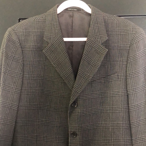 Men’s Sz 44R ARMANI COLLEZIONI Blazer Suit Jacket Checkered Pattern grey/black - Picture 2 of 7